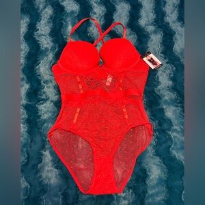 Vibrant Red Lace Women's Bodysuit/lingerie